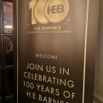 A very glam banner welcoming us to the celebration of 100 years of HE Barnes